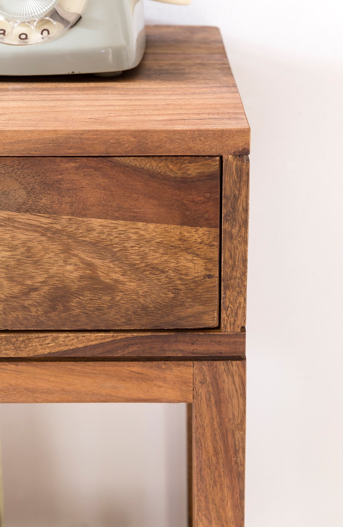 FineBuy Möbel zum Wohlfühlen Massiver Beistelltisch Sheesham PATAN Holz Massiv 90 x 35 x 35 cm, Telefontisch mit Schublade für Flur Anrichte, Moderne Konsole mit Ablage Braun