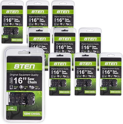 Miniatura 4 de 8TEN Cadena de motosierra para Husqvarna 136 137 141 142 240 Echo 501847052 Echo 91PXL52CQ 16 pulgadas .050 38 56DL 2 paquete