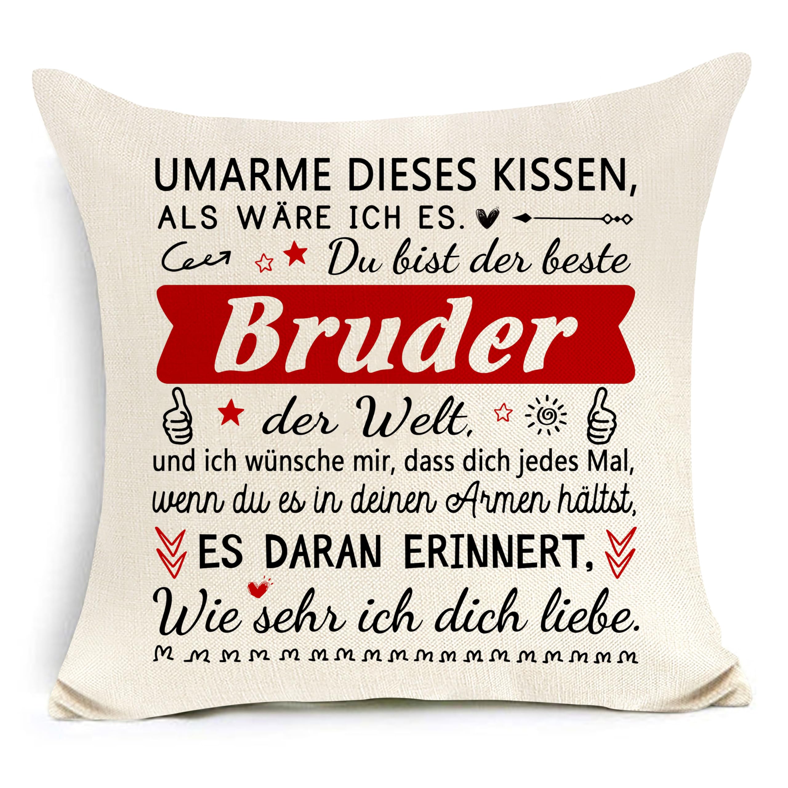 Bruder Geschenk Umarme Dieses Kissen, als wäre ich es Home Decoration Kissenbezug für Bruder Geburtstag Weihnachten Abschluss Geschenk