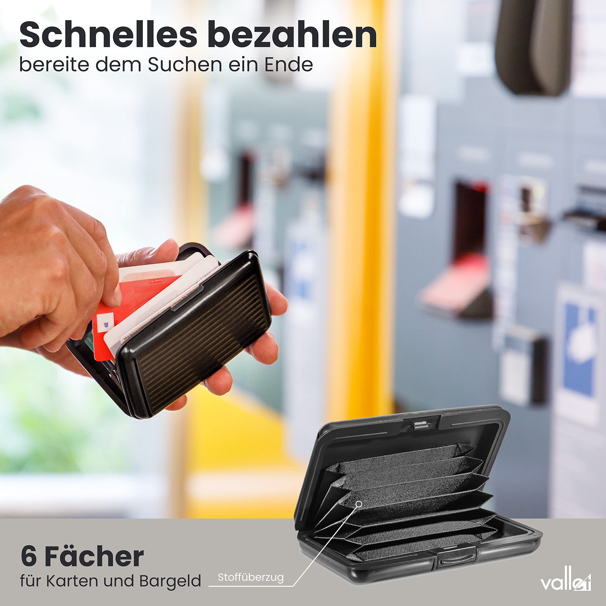 VALLET® Kreditkartenetui aus Aluminium | Ideal als Kartenetui & Visitenkarten Etuis | NFC & RFID Schutzhülle | Schützt Ihre EC-Karten vor unerlaubtem Auslesen | für Damen & Herren