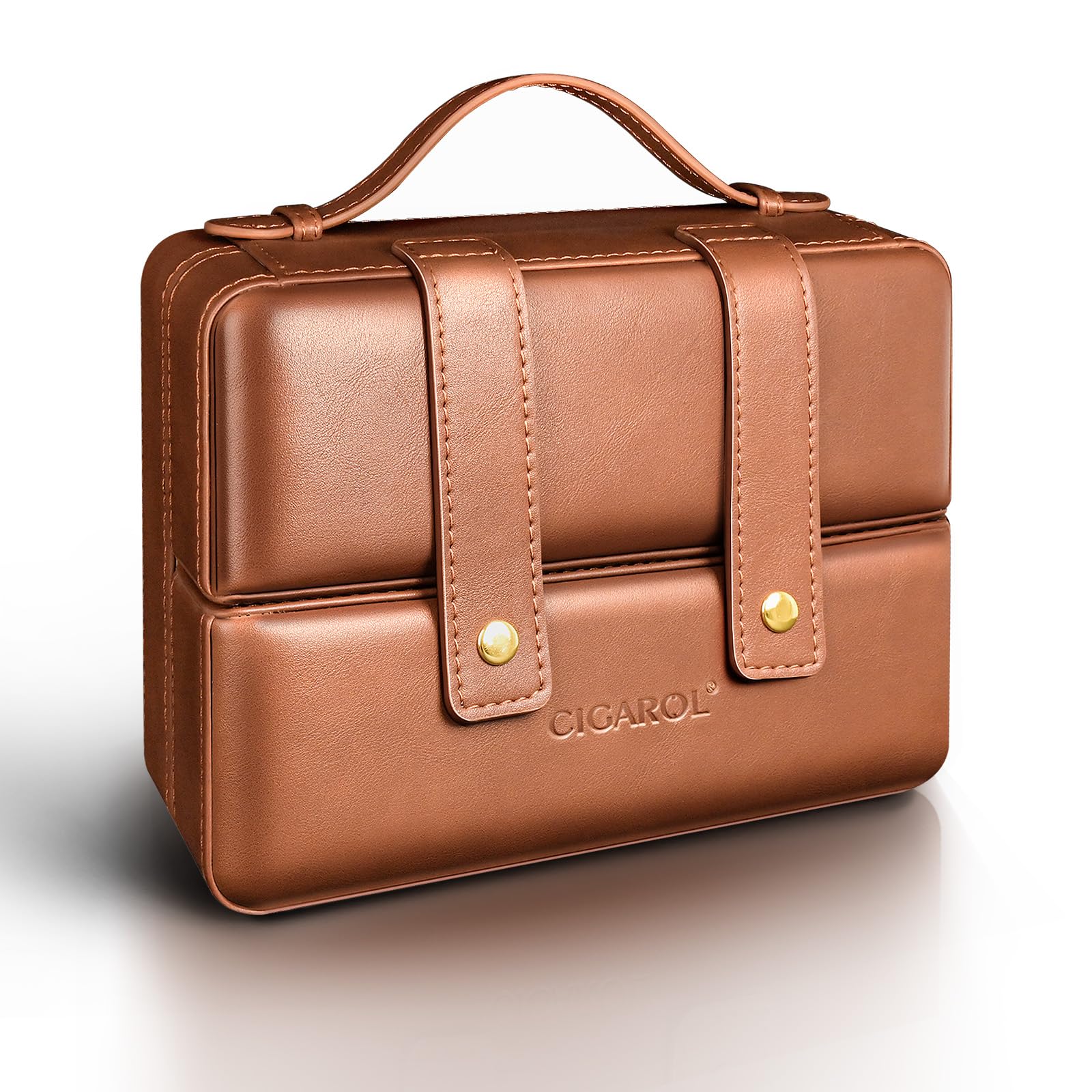 Humidor per sigari in pelle, set da viaggio con igrometro e umidificatore, portatile da viaggio, per 6 sigari
