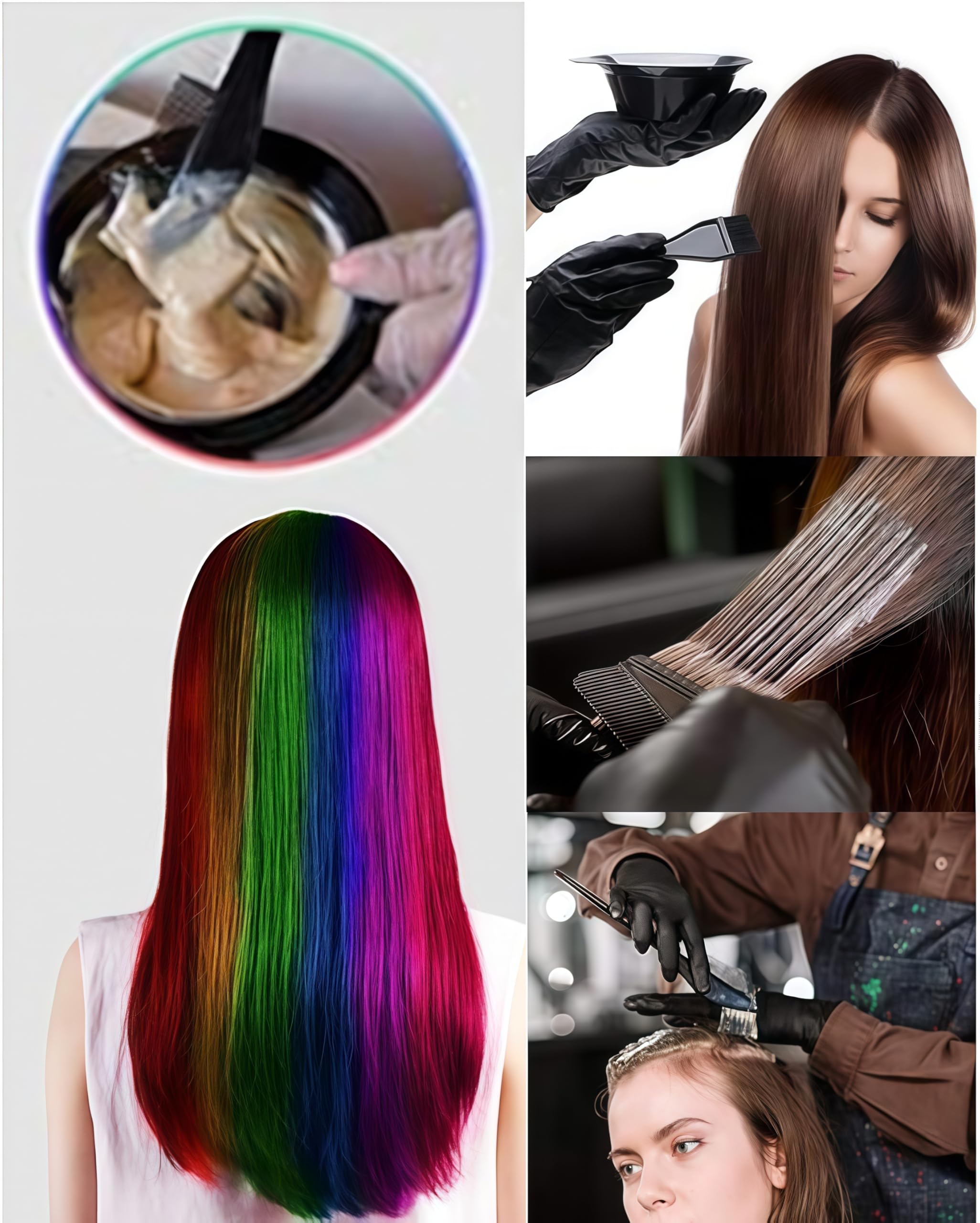 Lot de 24 accessoires de teinture de cheveux avec bol, cape, gants, princes, pour coloration à la maison
