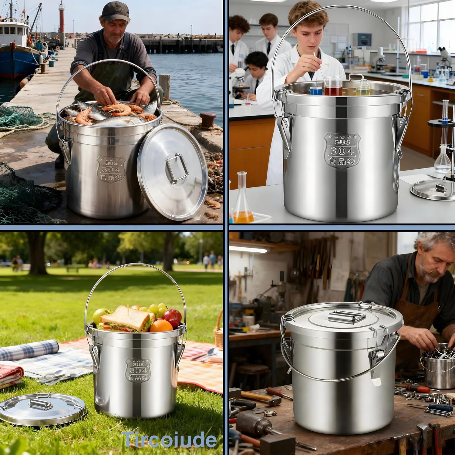 304 Stainless Steel Airtight Canister with lids, Rice Cereal Grain Canisters Container, 6L / 1.5 Gallon Airtight Food Storage Containers containe, Flour Oil Sugar Milk Storager Bucket - Image 4