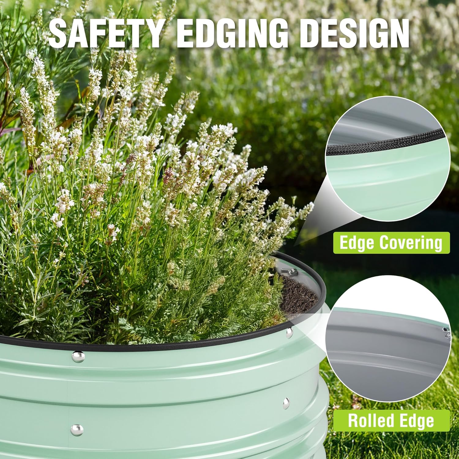 WORKPRO 3Pcs 2x2x1ft Galvanized Raised Garden Bed Set, Rust & Corrosion Protection, Easy Assembly, Safe Edge, Ideal for Vegetables & Flowers, Green