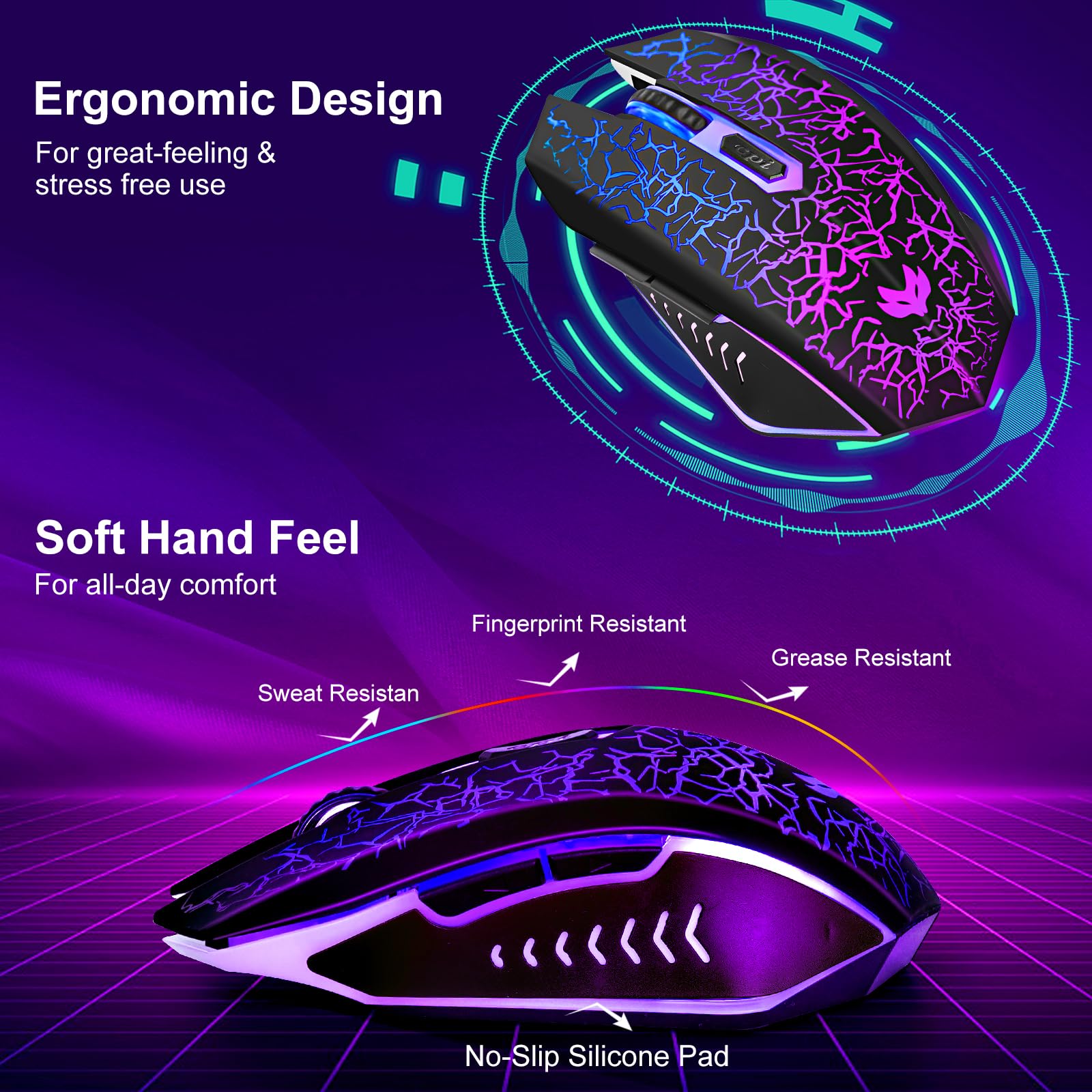 Snapklik.com : LuLabboard Wireless Gaming Mouse, Rechargeable Wireless ...