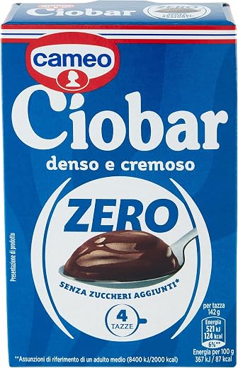 Cameo Ciobar Zero Cioccolata Senza Zuccheri Aggiunti, 4 x 19 g