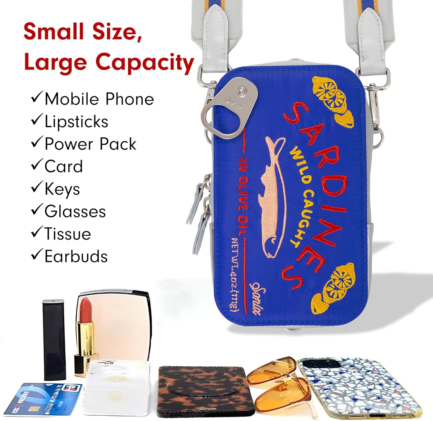 Sonix Universal Phone Pouch | Crossbody Bag for Cell Phone, 3-in-1 Smartphone Purse Wallet | Sardines - Blue