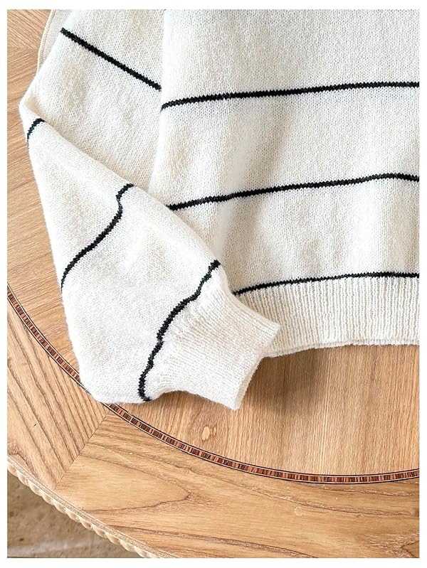 RoseSeek Girl's Striped SweatersLong Sleeve Sweater Casual Knit Tops by RoseSeek - Used condition - Image 4