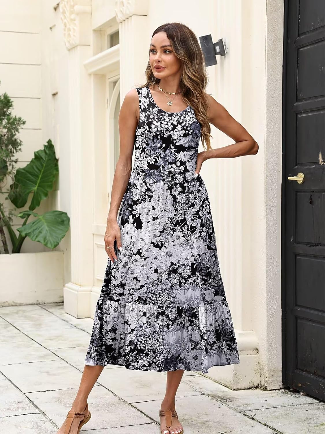 BELAROI Womens Plus Size Maxi Dresses Summer T Shirt Dress Casual Scoop Neck Short Sleeve Long Dress Loose Pockets Split - Image 5