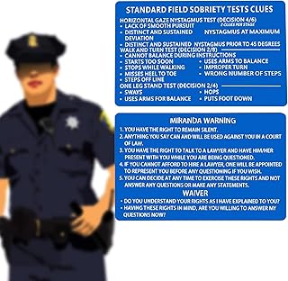 5 PCS Metal Miranda Warning Card for Police, Blue Laser Standard Field Sobriety Test Clues SFST Miranda Rights Card Metal Laser Engraved Insert Law Enforcement Officers