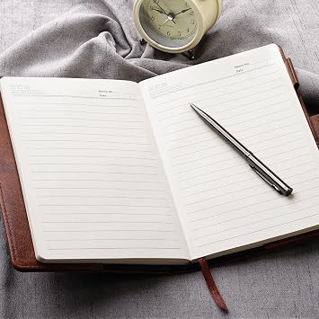 WEMATE Diary with Lock, A5 Journal with Lock 240 Pages, Lock Journal with Pen & Gift Box, Lock Diary for Men and Women, 8.6x5.8in Brown