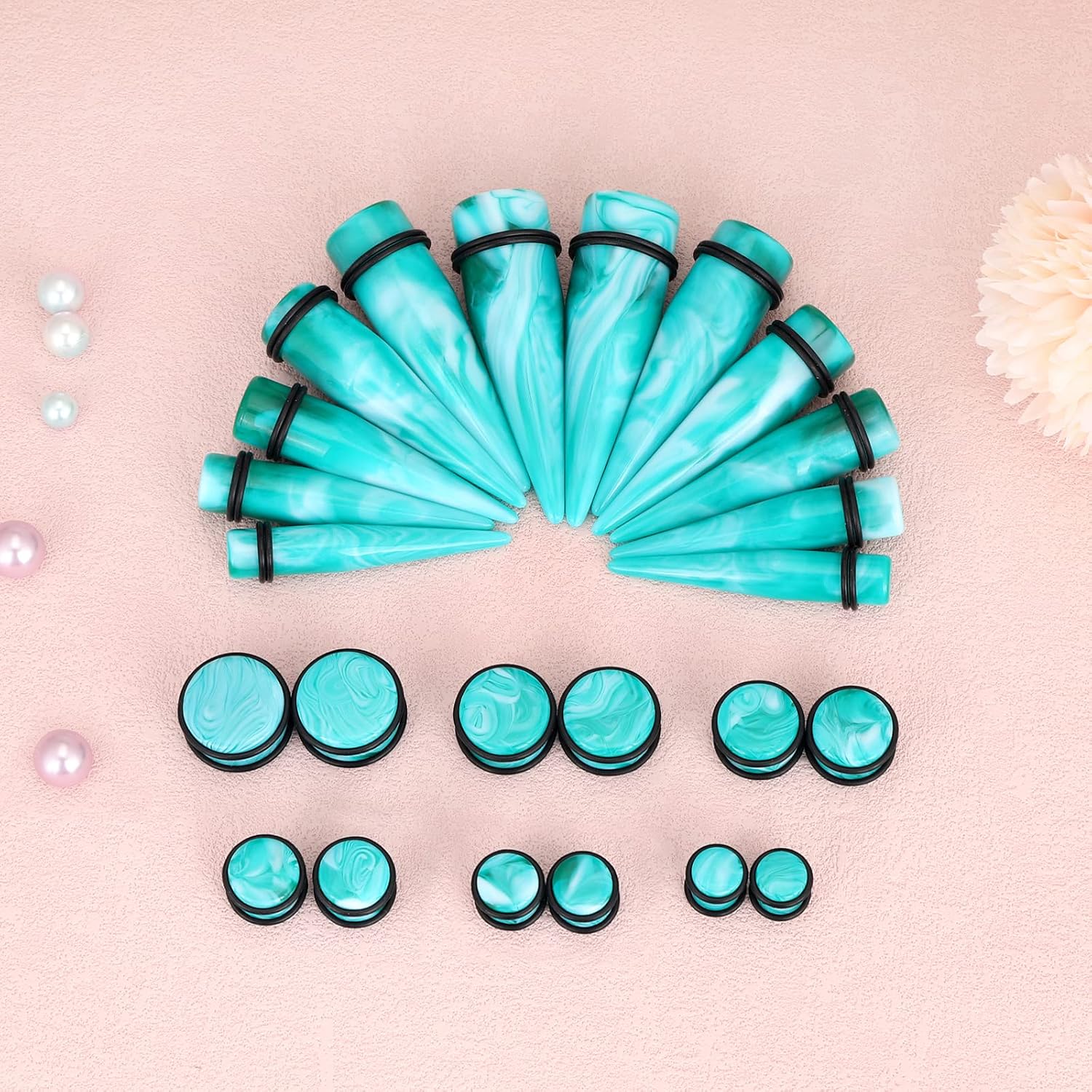 Qmcandy 00G-20mm Ear Stretching Kit 36PCS Big Gauge Taper Kit Large Acrylic Tunnel Plug Spiral Set