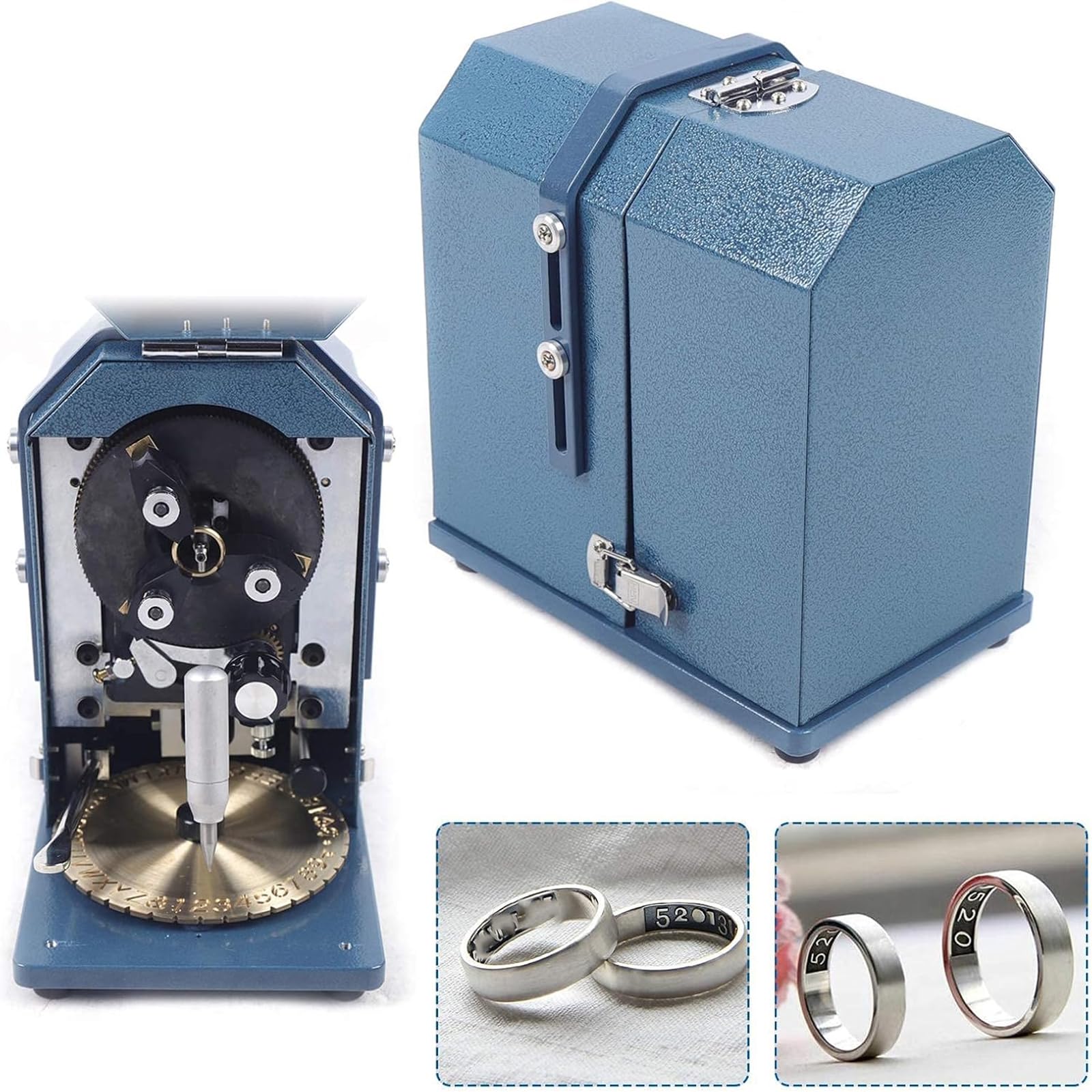 Máquina Grabado Anillos Interiores Para Joyería,grabador Anillos Con Esfera Doble Cara Con Mordazas Giratorias 360°,tamaño Fuente Ajustable 1,5-2mm,centrado Automático Letras Y Espaciadouniforme