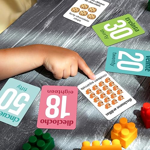 Miniatura 9 de Ceiba Tree Tarjetas didácticas en español, 100 tarjetas bilingües de inglés a español, vocabulario, alfabeto, números, colores, juguetes educativos