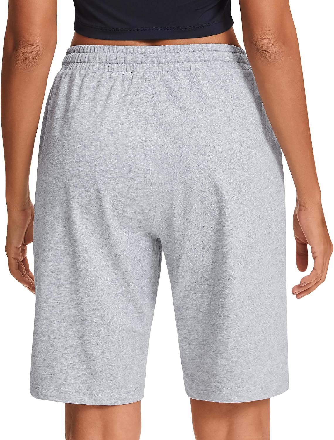 Stelle Women’s Cotton Bermuda Shorts 10" Sweat Shorts with Deep Pockets | Breathable fabric, Relaxed fit, Deep side pockets, Pull-on style, Lounge, Travel, Summer, Casual comfort, Drawstring