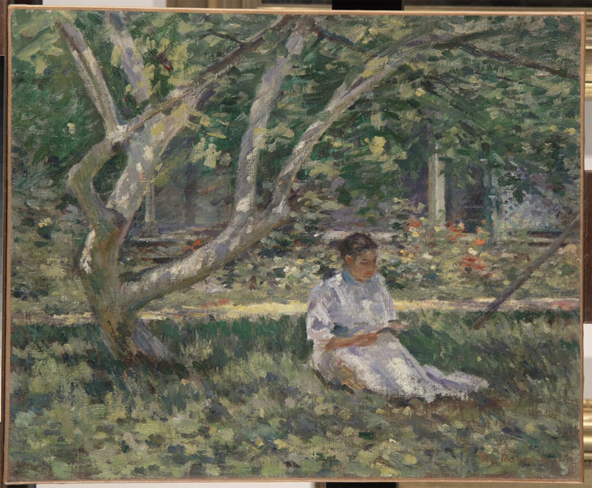 POSTERIIk Famous Modern Artwork Art Mural Nettie Reading by Theodore Robinson Oil Paintings Pictures for Home Decor 60x90cm