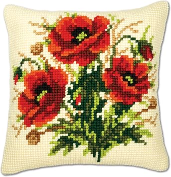 Vervaco Cross Stitch Cushion Kit Poppies 16" x 16"