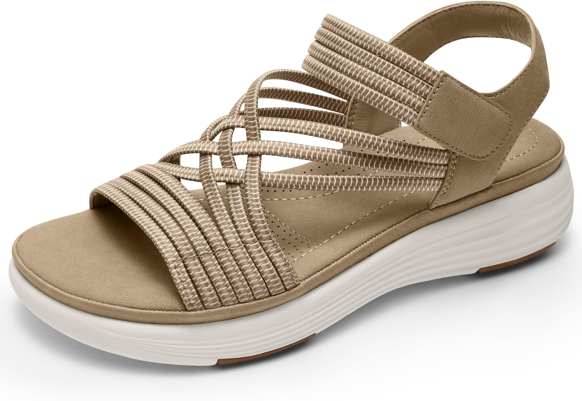 Vilanva Women's Comfortable Walking Sandals with Elastic Strap Light Weight Casual Summer Sandals for Trendy Footwear