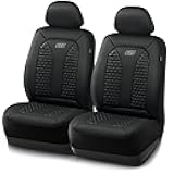 Skechers Memory Foam™ Car Seat Covers, Hexcomb Breathable Thick Seat Covers Black Two Front Seat Covers, Airbag Compatible, Automotive Comfort & Protection for Most Cars,Van,Trucks, SUVs (Black)