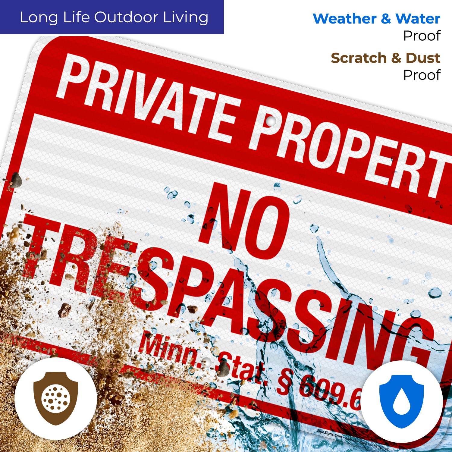 Minnesota No Trespassing Private Property Sign, 12x18 Inches, 3M EGP Reflective .063 Aluminum, Fade Resistant, Made in USA