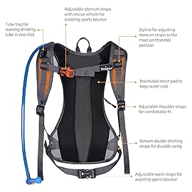 Unigear Hydration Pack Backpack with 70 oz 2L Water Bladder for Running, Hiking, Cycling, Climbing, Camping, Biking (Orange)