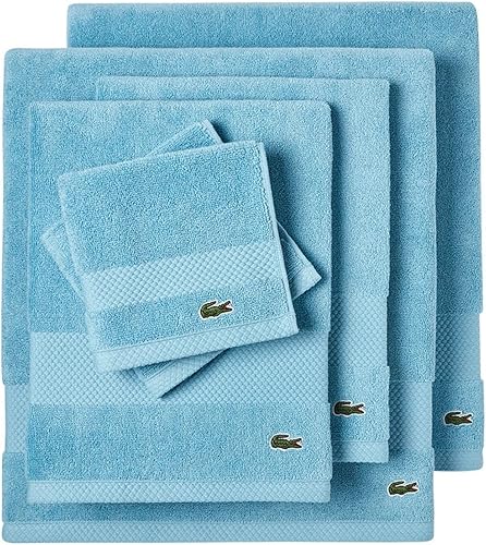 Lacoste Heritage - Juego de toallas de algodón Supima de 6 piezas, 2 toallas de baño, 2 toallas de mano, 2 toallas pequeñas, tiza