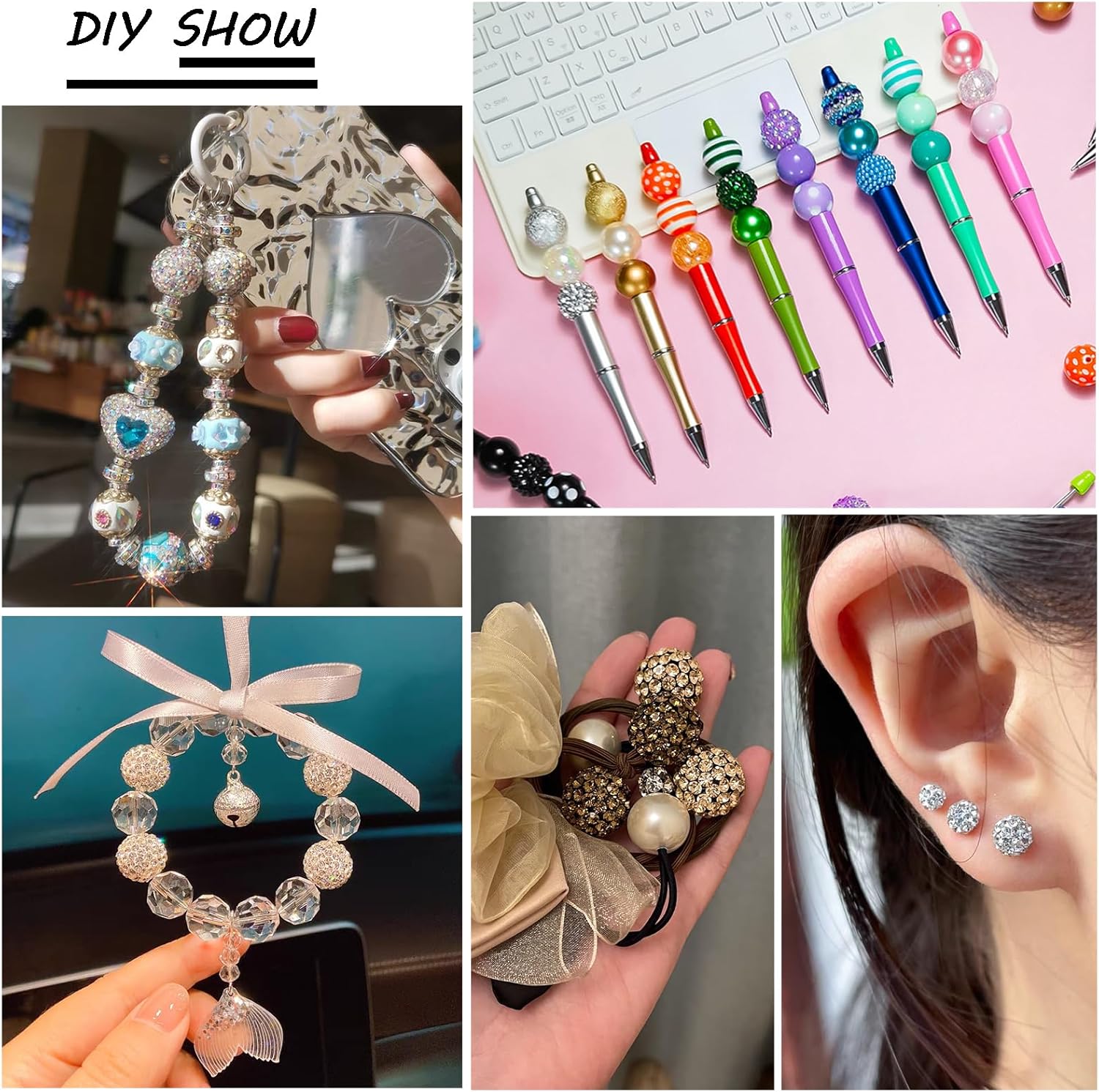 40pcs 20mm Rhinestone Beads Bubblegum Beads for Pens Round Disco Ball Beads Crystal Chunky Beads for Bracelet Necklace Keychains Jewelry Making, Hole: 2.5mm (10 Colors) - Image 6