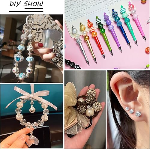 Miniatura 7 de CREATZONE 40 cuentas de bola de goma de mascar de diamantes de imitación de 0.787 pulgadas, 10 colores, cuentas redondas de bola de disco de resina,