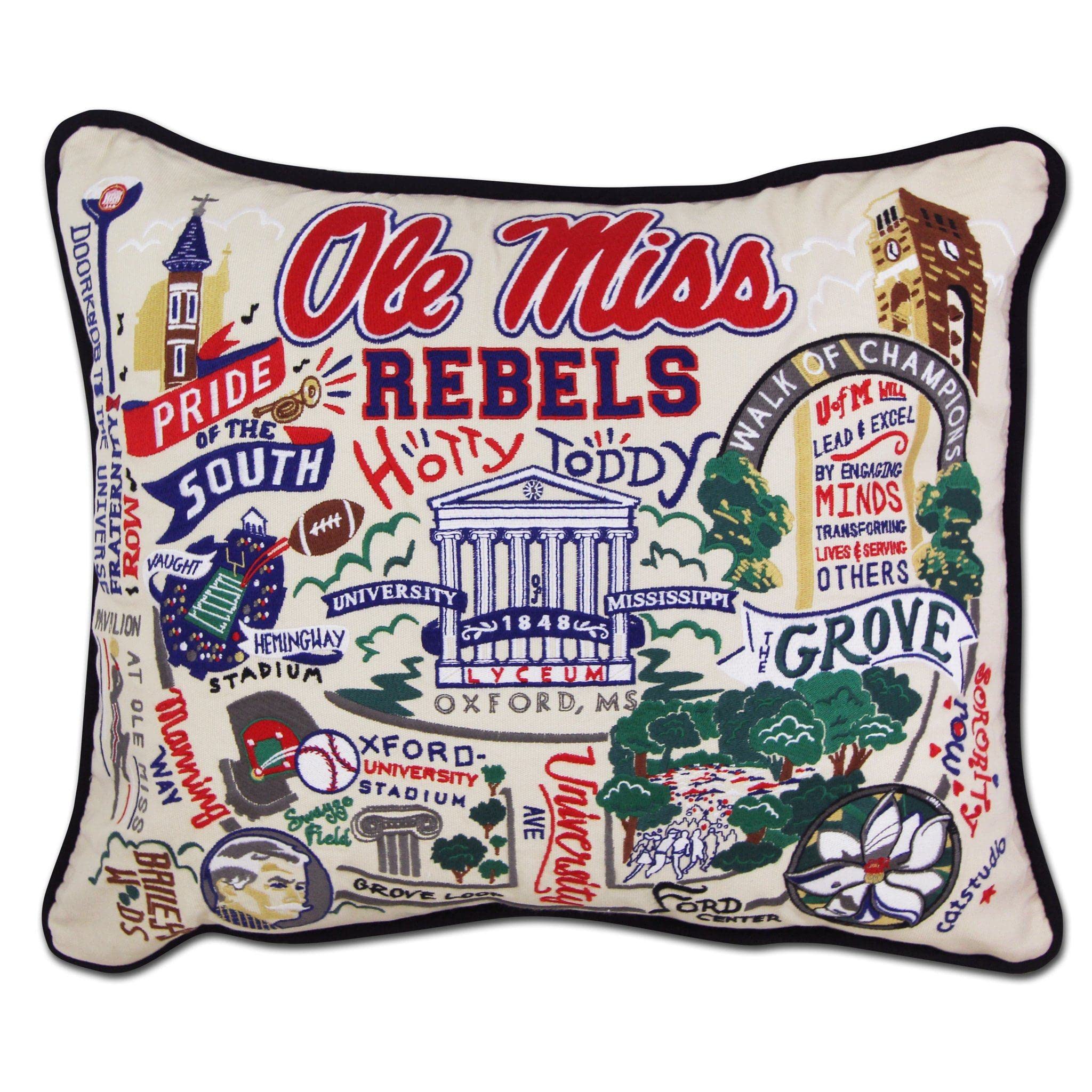 Catstudio University of Mississippi (Ole Miss) Collegiate Embroidered Decorative Throw Pillow