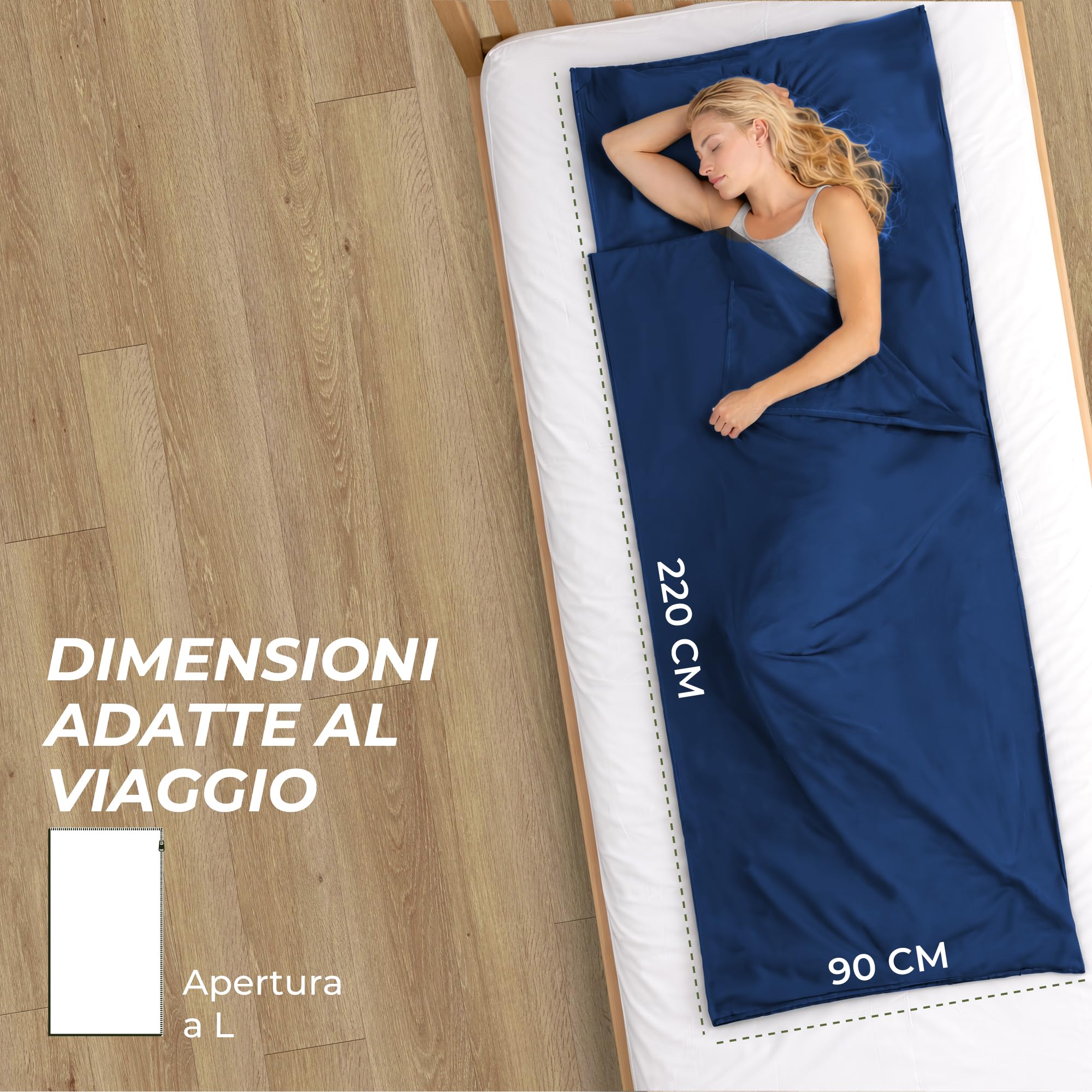 Sacco a Pelo Interno Ultraleggero in Microfibra - Sacco Lenzuolo Da Viaggio con Scomparto per Cuscino - Lenzuolo da Viaggio per l'estate