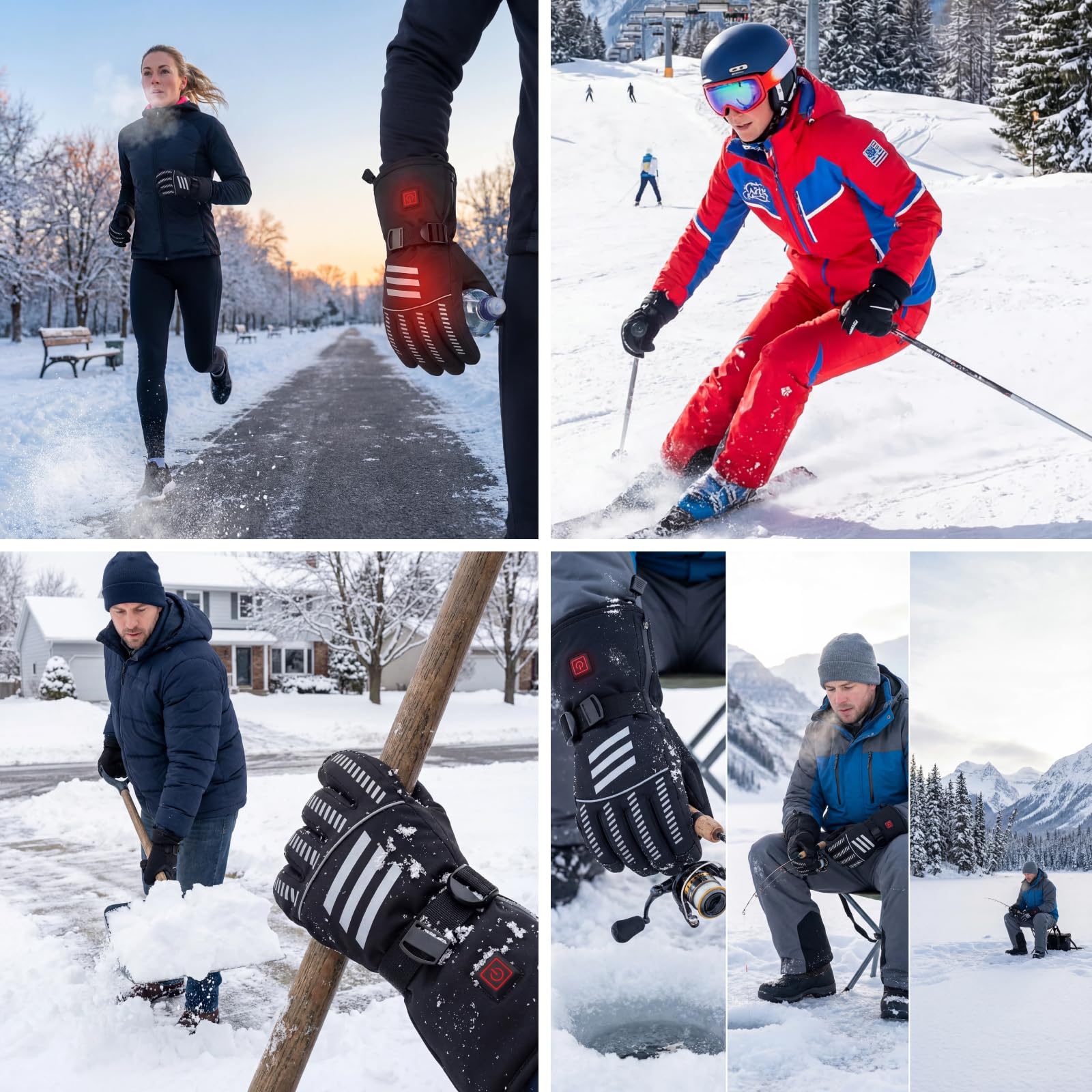 Gants Chauffants Rechargeables 7.4V 3000mAh - Gants de Ski et Moto Chauffants Homme Femme - 3 Niveaux de Chauffage, Imperméables, Tactiles - pour Randonnée, Chasse, Randonnée Hivernale