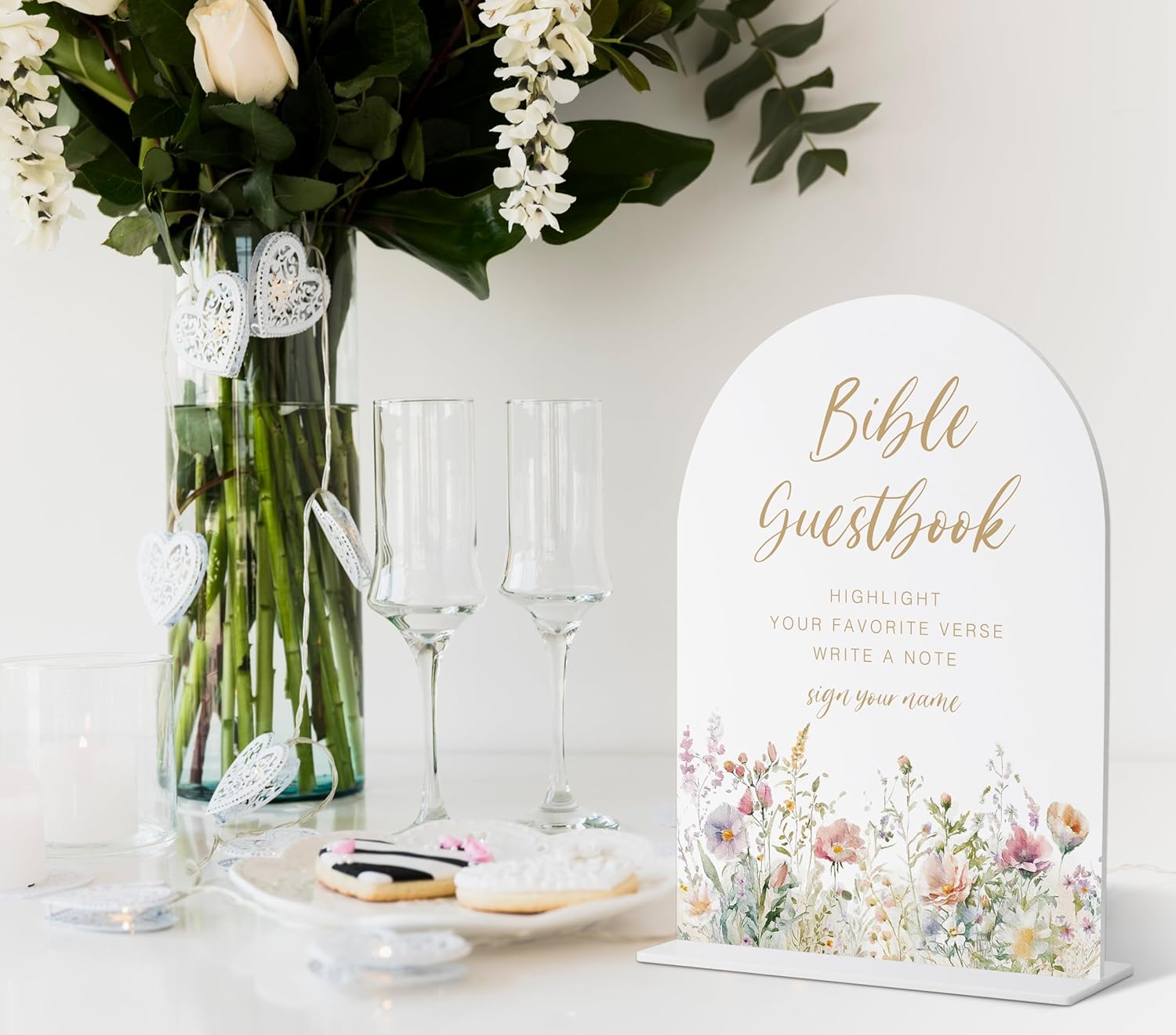 Bible Guestbook Sign, Watercolor Floral Bridal Shower Decorations, Marriage Guest Book Alternative, Wedding Signs for Ceremony and Reception, Engagement Decor, Wedding Table Acrylic Decor - 13 - Image 3