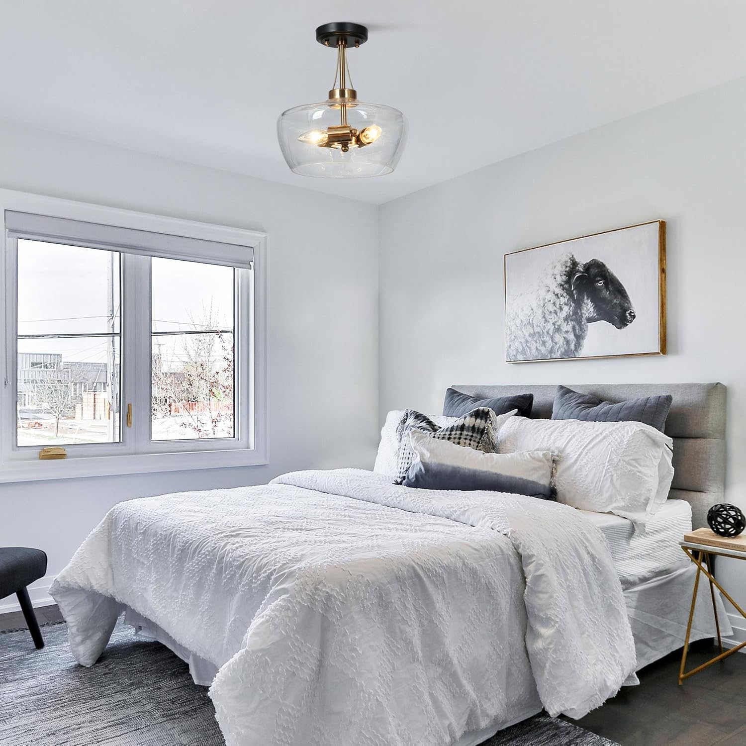 classy leaves Flush Mount Ceiling Lights, 3 Light Dining Room Chandelier Ceiling Light, Black and Gold Close to Ceiling Light Fixtures for Kitchen, Foyer