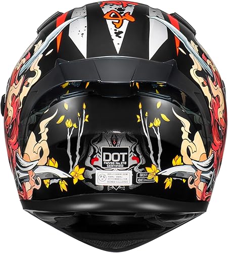 Miniatura 3 de KYPARA Casco de motocicleta de cara completa con visera interna tintada y aprobado por DOT para ciclomotor, ATV Cruiser Scooter (Samurai Spirit,
