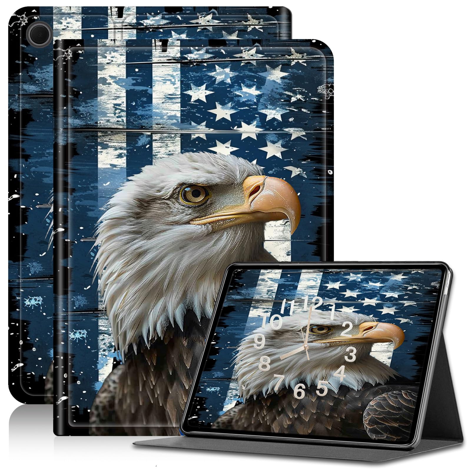 Case for Samsung Galaxy Tab A9+ Plus 11'', Adjustable Stand Galaxy Tab A9 Plus Case, PU Leather Cover with Auto Sleep/Wake for Galaxy Tab A9+/ A9 Plus SM-X210/X216/X218, Blue Flag Hawk
