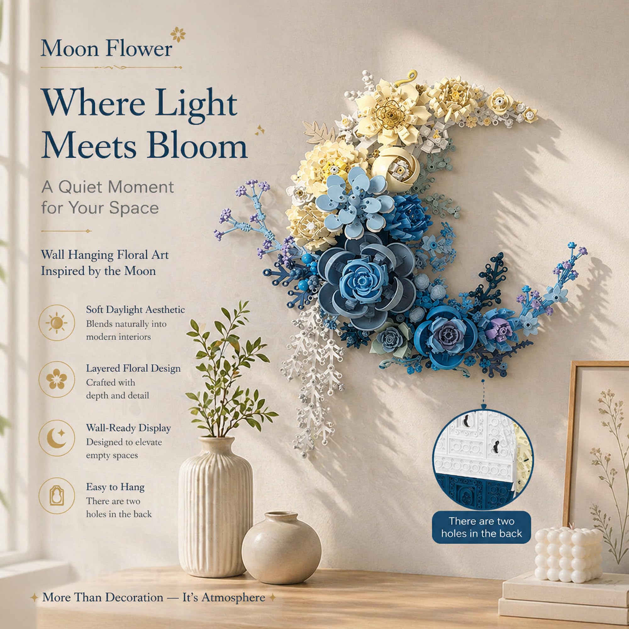 Amazon.com: Blue Flowers Moon Building Blocks Set 934 Pcs, Dried