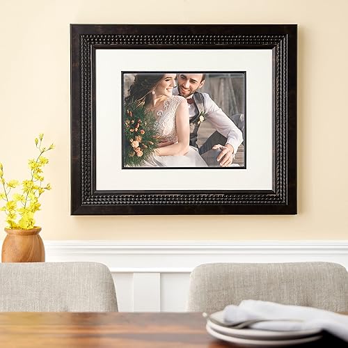 Paquete de 4 11 x 14 pulgadas marco de triple cuentas de bronce con paspartú, colección Home by Studio Décor