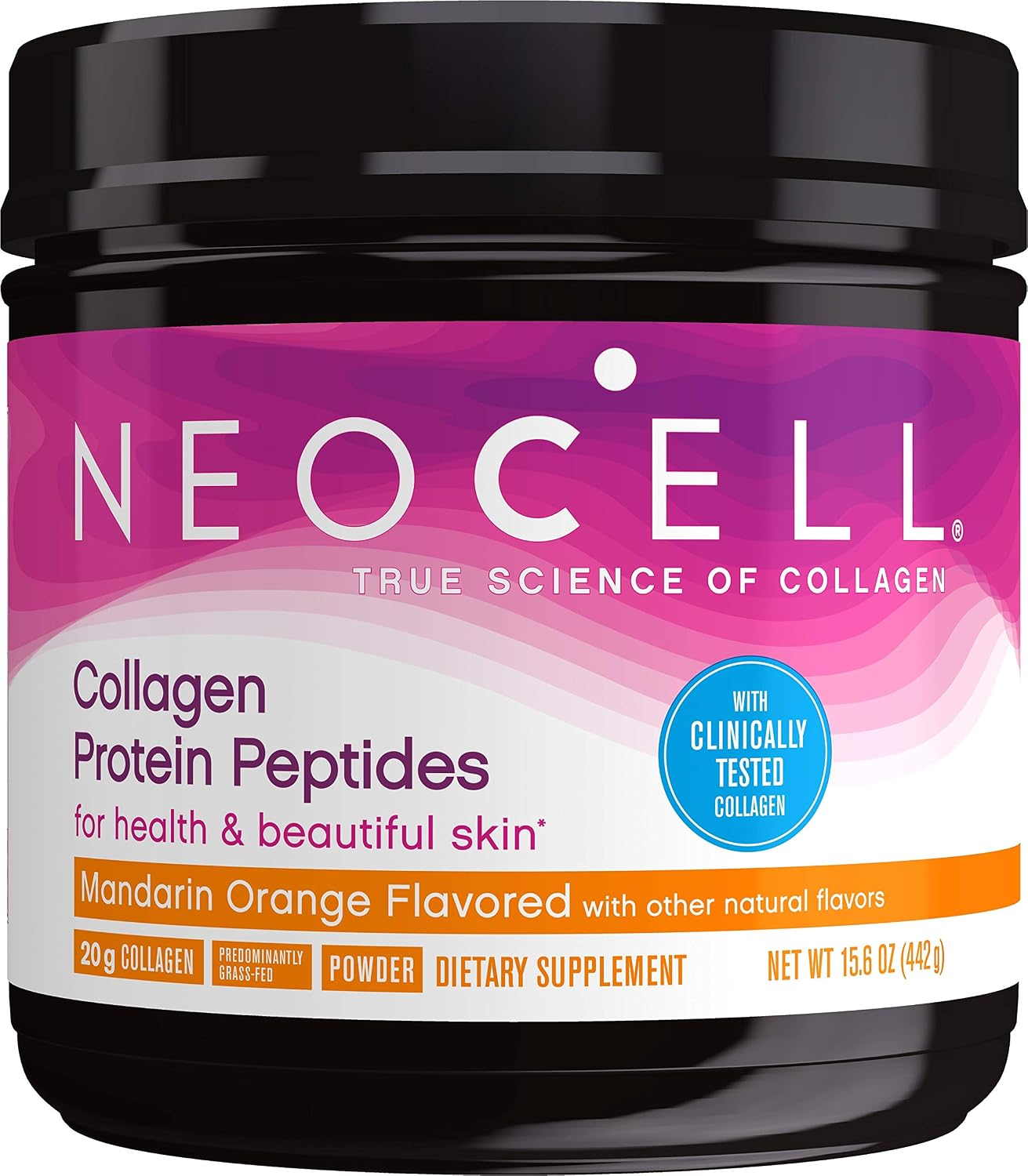 NeoCell Collagen Protein Peptides, Mandarin Orange Flavored – 15.6 Ounces Tub (Package May Vary)