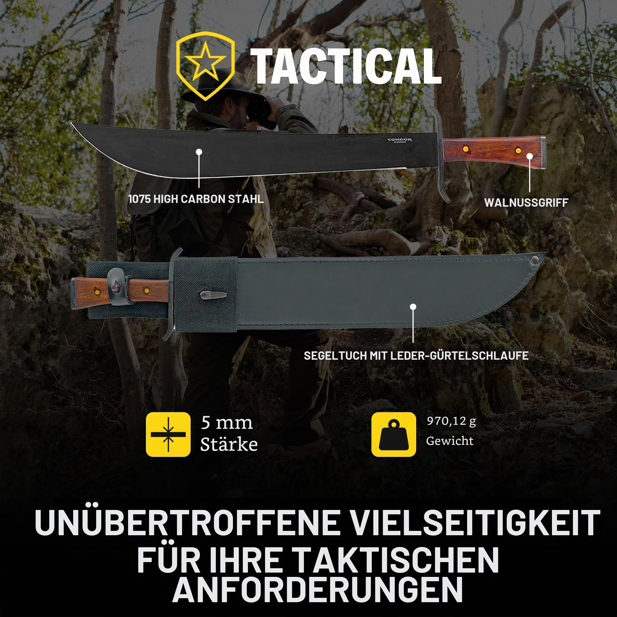 Condor German Aviator Machete, Schwarz, CTK182216HC