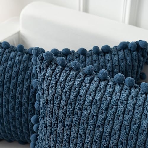 Miniatura 2 de Kevin Textile - Juego de 2 fundas de almohada decorativas de otoño de ladrillo quemado de 24 x 24 pulgadas con pompones para sofá dormitorio,