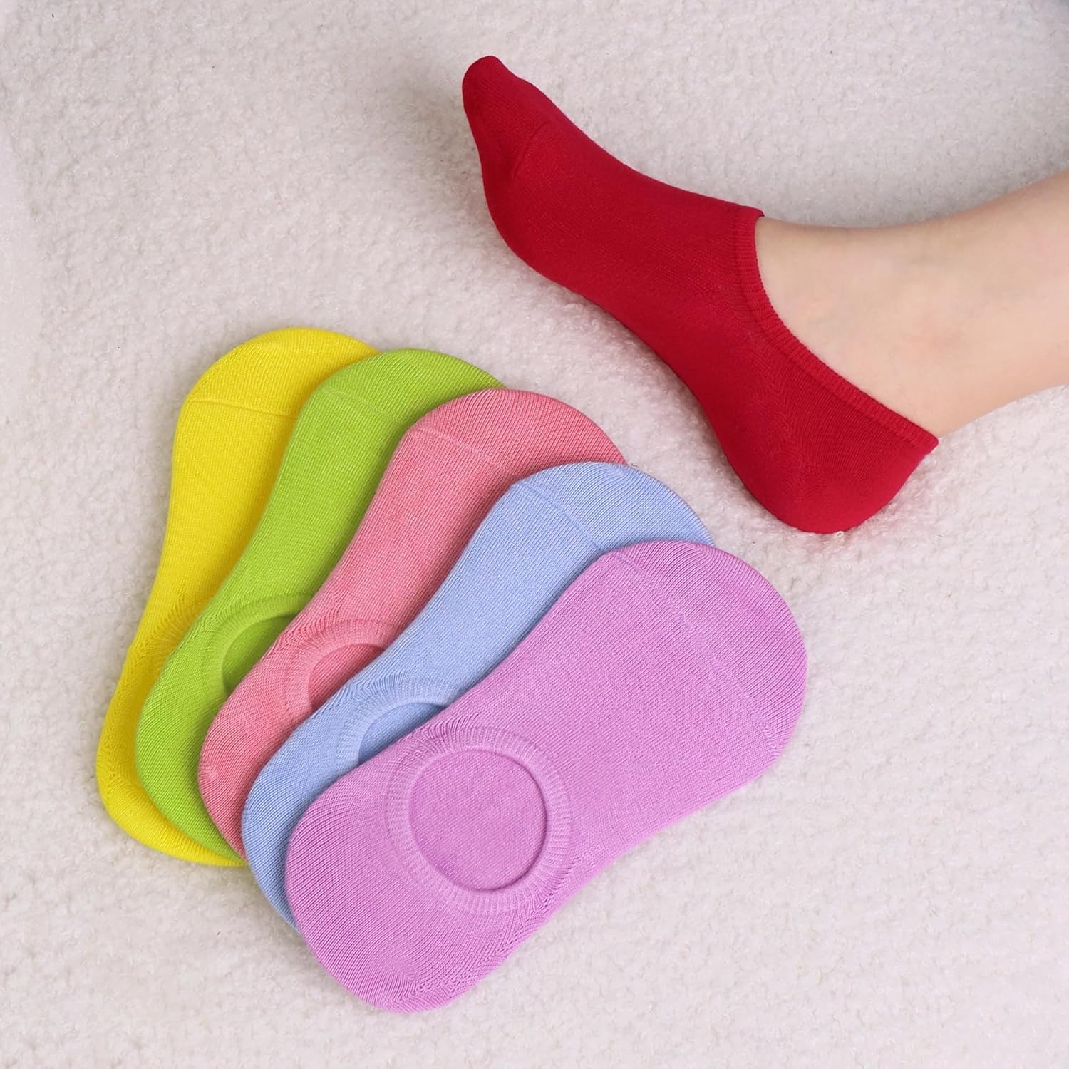 SERISIMPLE Low Cut Thin Womens Viscose Bamboo Socks No Show Invisible Non Slip with Grips Lightweight Liner Flats 6 Pairs - Image 2