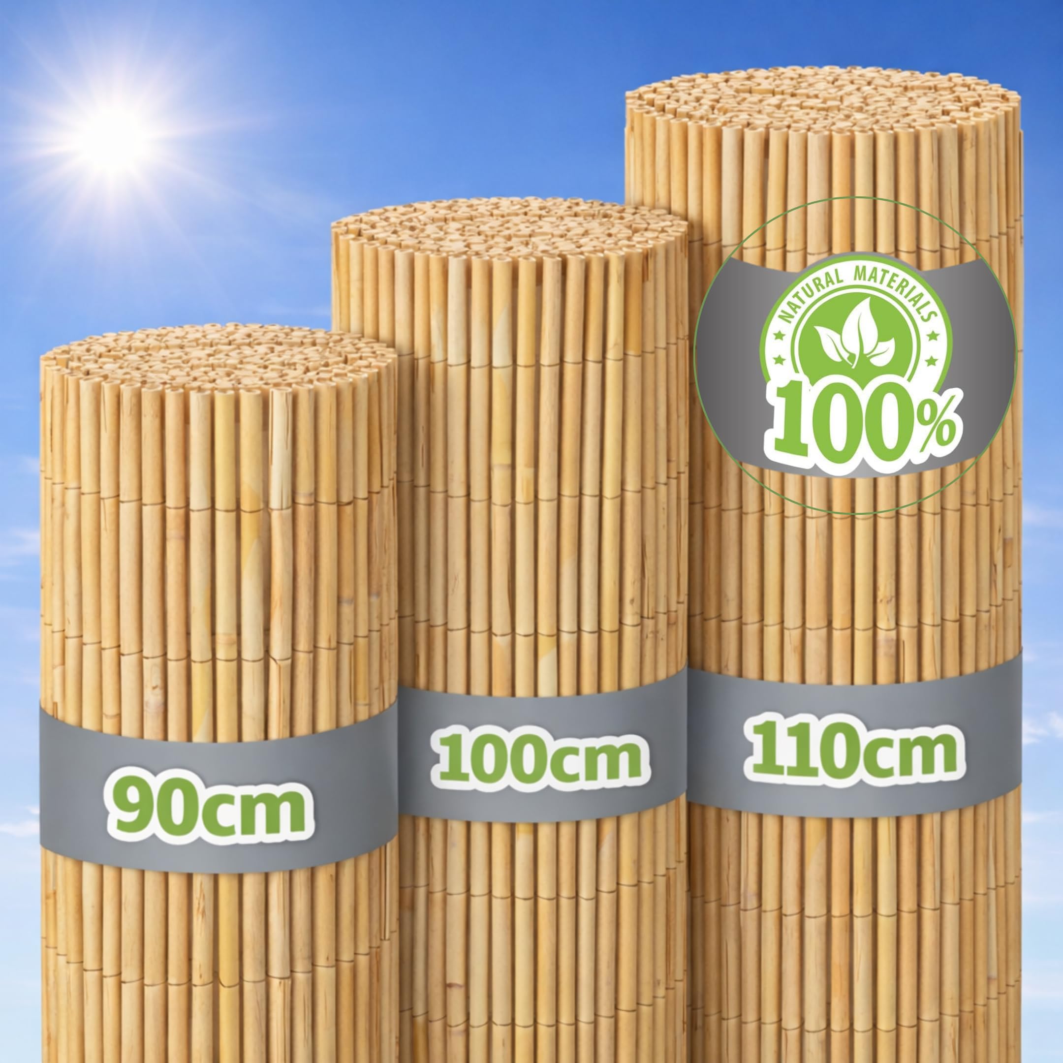 urfence Brise Vue Jardin 110x600 Canisse Roseau Opaque - Clôture Balcon Terrasse Pergola Carport - Pare Soleil Coupe Vent - Barriere Exterieur Protection Intimité Paravent Occultant Naturel Résistant
