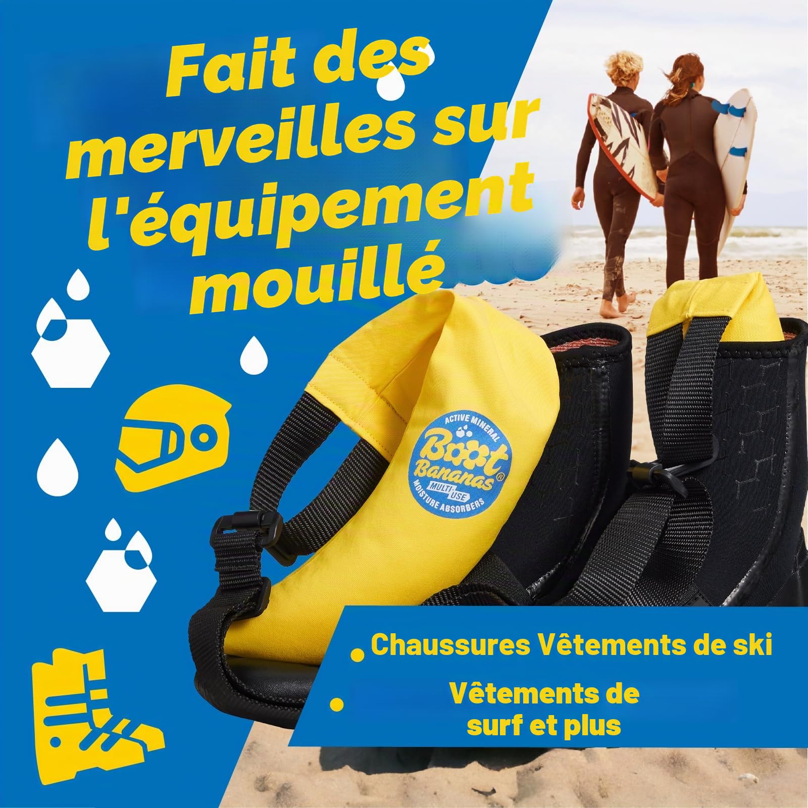 Absorbeurs d'humidité Boot Bananas pour chaussures de ski snowboard vélo moto golf