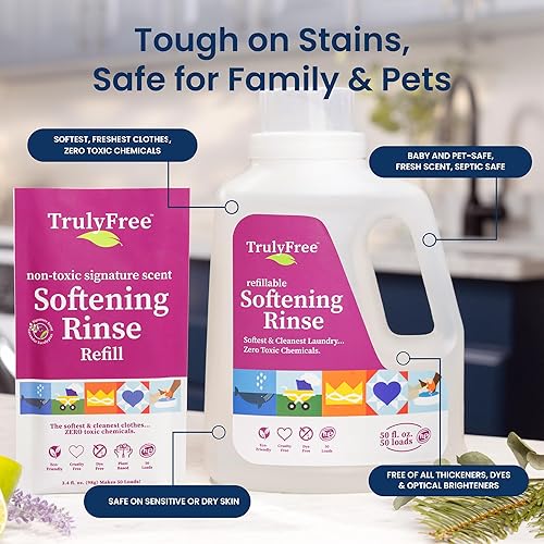 Miniatura 3 de Truly Free Suavizante de telas natural para pieles sensibles, bebés, niños  Suavizante de ropa de polvo a líquido fácil de limpiar  Eucalipto