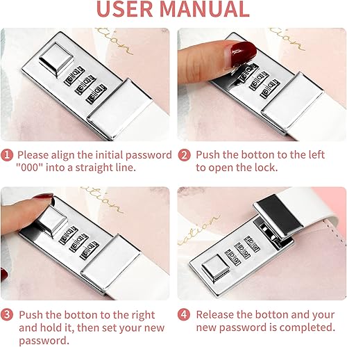 Miniatura 7 de CAGIE Diario para niñas de 8 a 12 años, regalos para niñas de 9, 10, 11 y 12 años con cerradura, diseño de tinta derramada, diario de 192 páginas