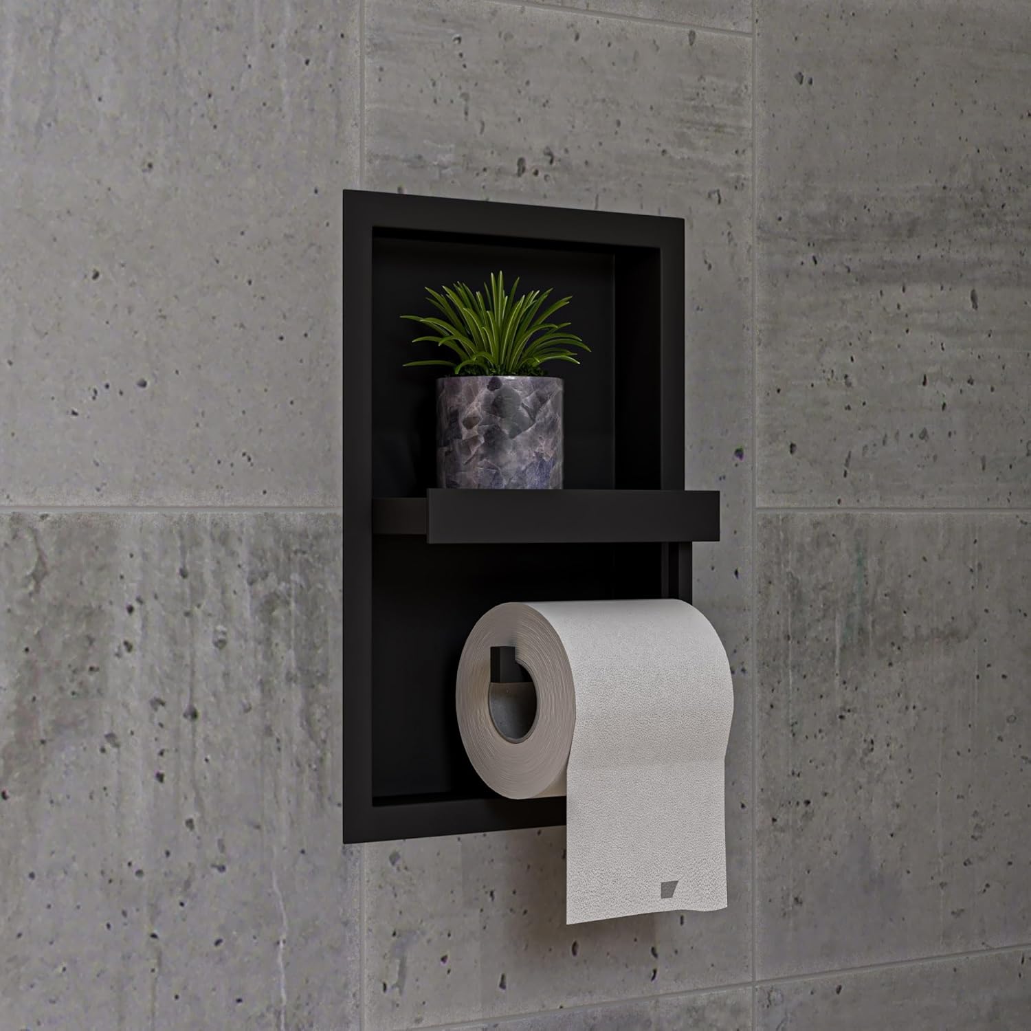 AlFI brand ABTPNC88-BLA Bathroom Shelving/Toilet Paper Holder, Black