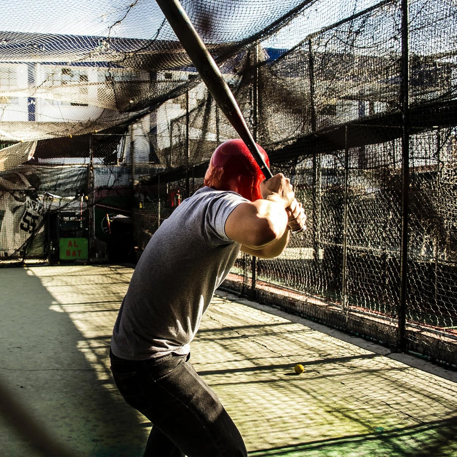 Baseball Softball Batting Cage Net with Realistic Catcher, Net Only, Backyard Practice Batting Cage Net, Heavy Duty Multi-Purpose Sports Net with Door