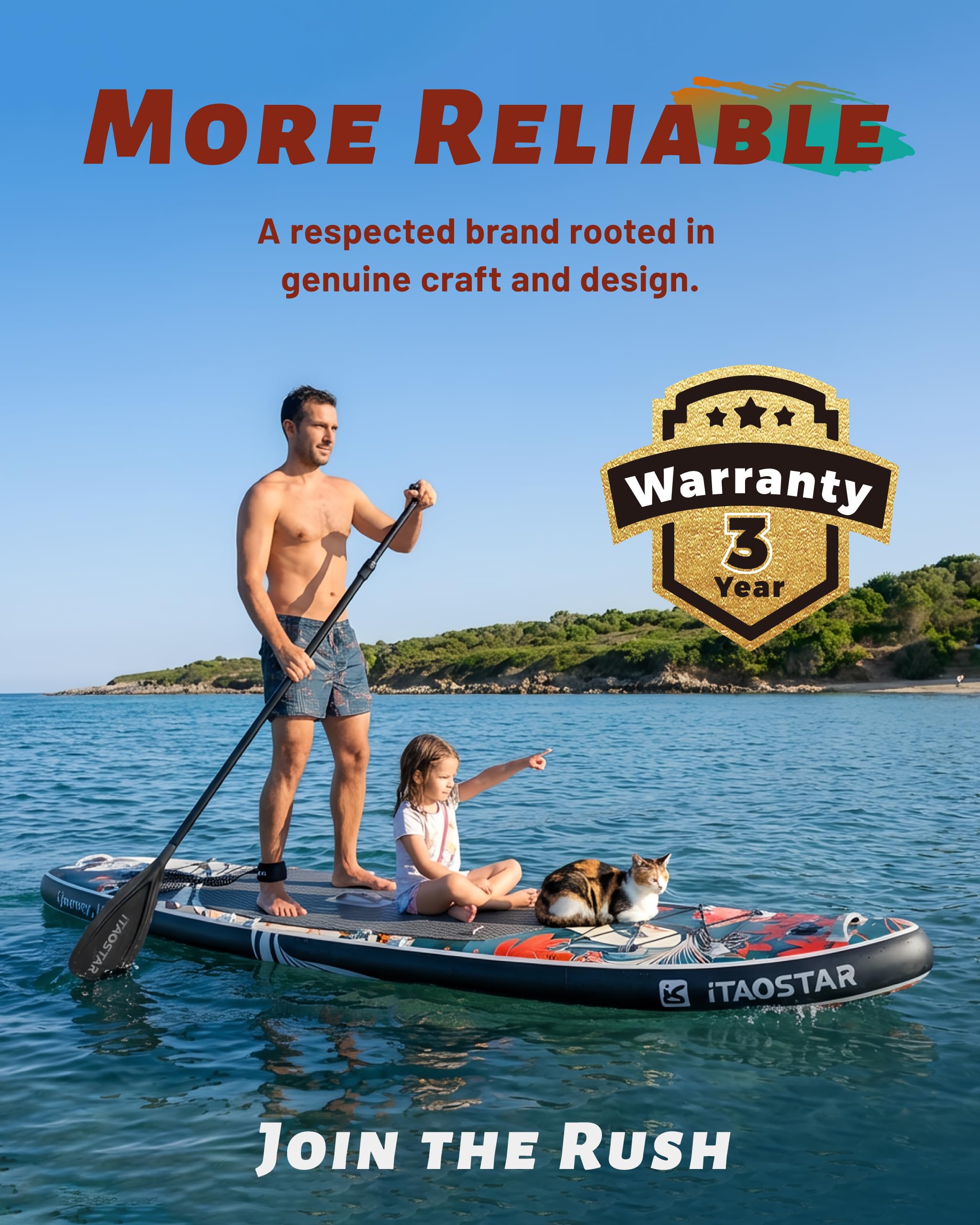 iTAOSTAR Neuheit 11'6" x 35" extrabreites aufblasbares Stand-Up-Paddle-Board mit Sitz – stabiles SUP für Erwachsene – tragbares Paddleboard für Yoga, Surfen, Angeln – inklusive komplettem Zubehörset