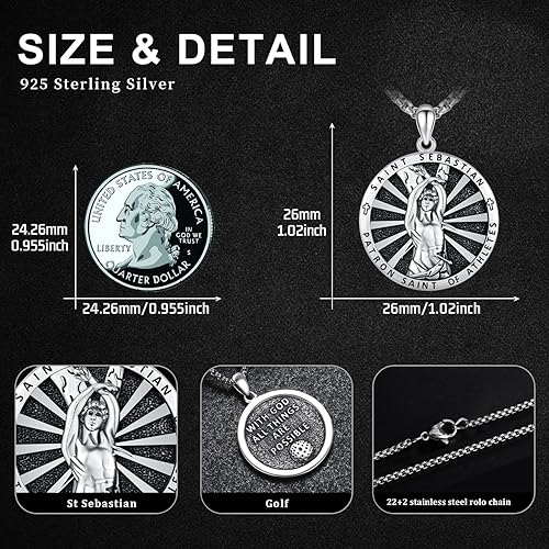 Miniatura 2 de Collar con medalla de San Patrón, plata de ley 925, collar con colgante de protección, joyería católica, regalos para hombres y mujeres