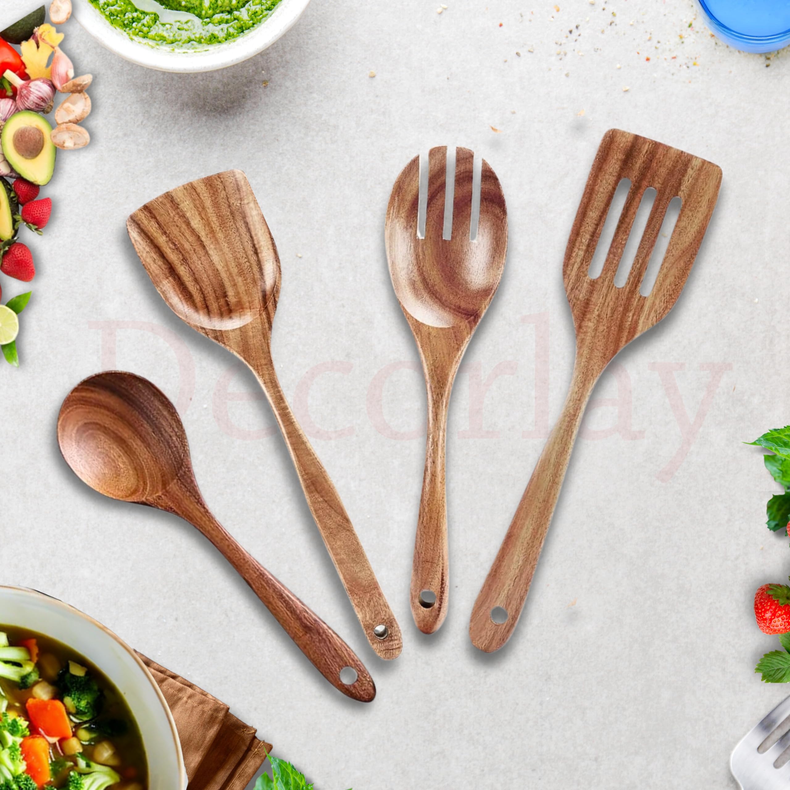Decorlay Wooden Spoons for Cooking Kitchen Utensils Set Non Stick Spoon Wood Utensil Cooking Spatulas Set Spoon (Set of 4) (B0CNVJ8B8Z) Amazon Price History, Amazon Price Tracker